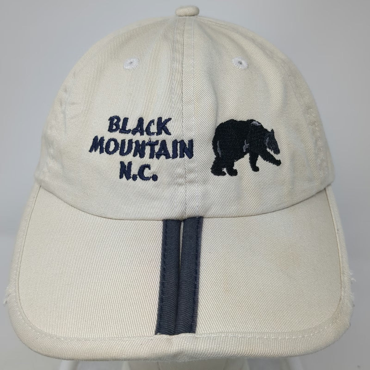 J Hats Baseball Cap Beige One Size Black Mountain NC Bear Distressed Slideback