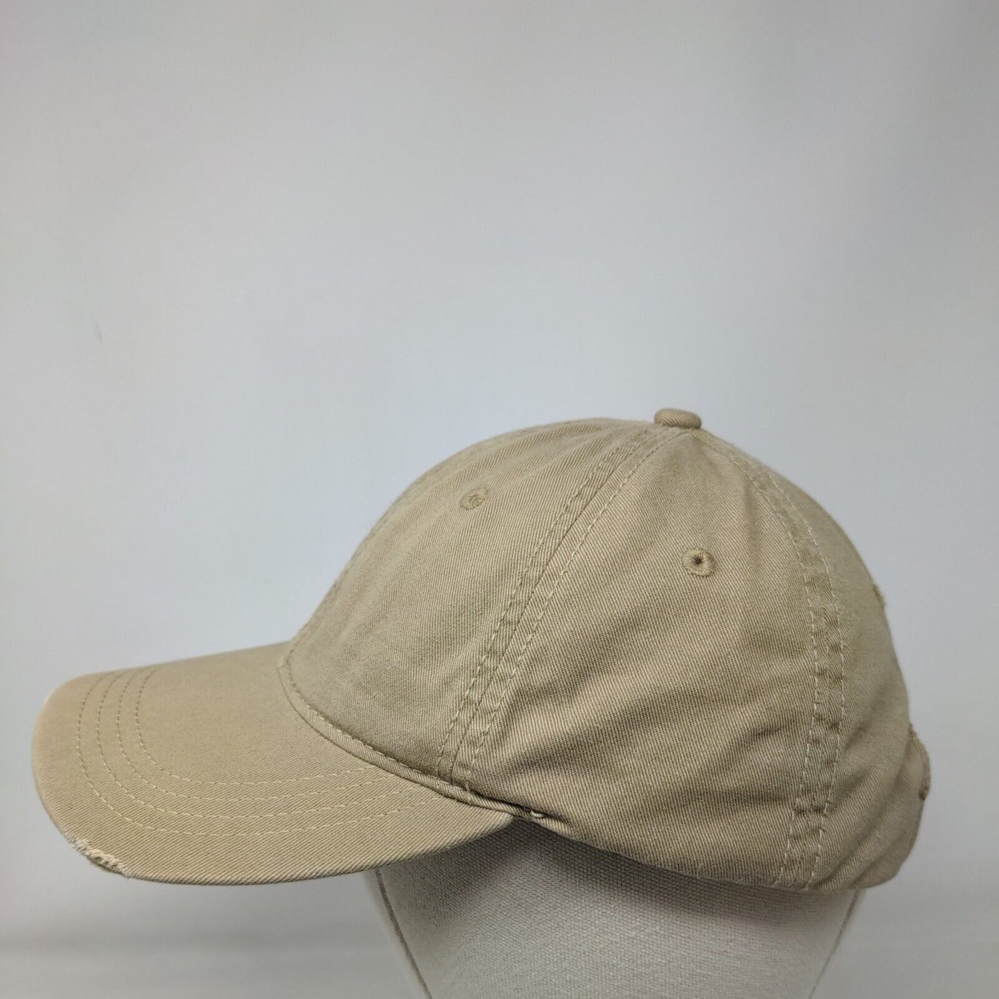 Unbranded Slideback Hat Tan One Size Adjustable Vented Holes 6 Panel Blank