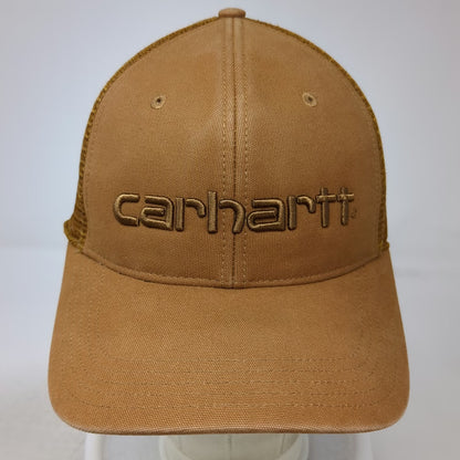 Carhartt Trucker Hat Brown One Size Mesh Snapback Embroidered Logo Workwear Cap