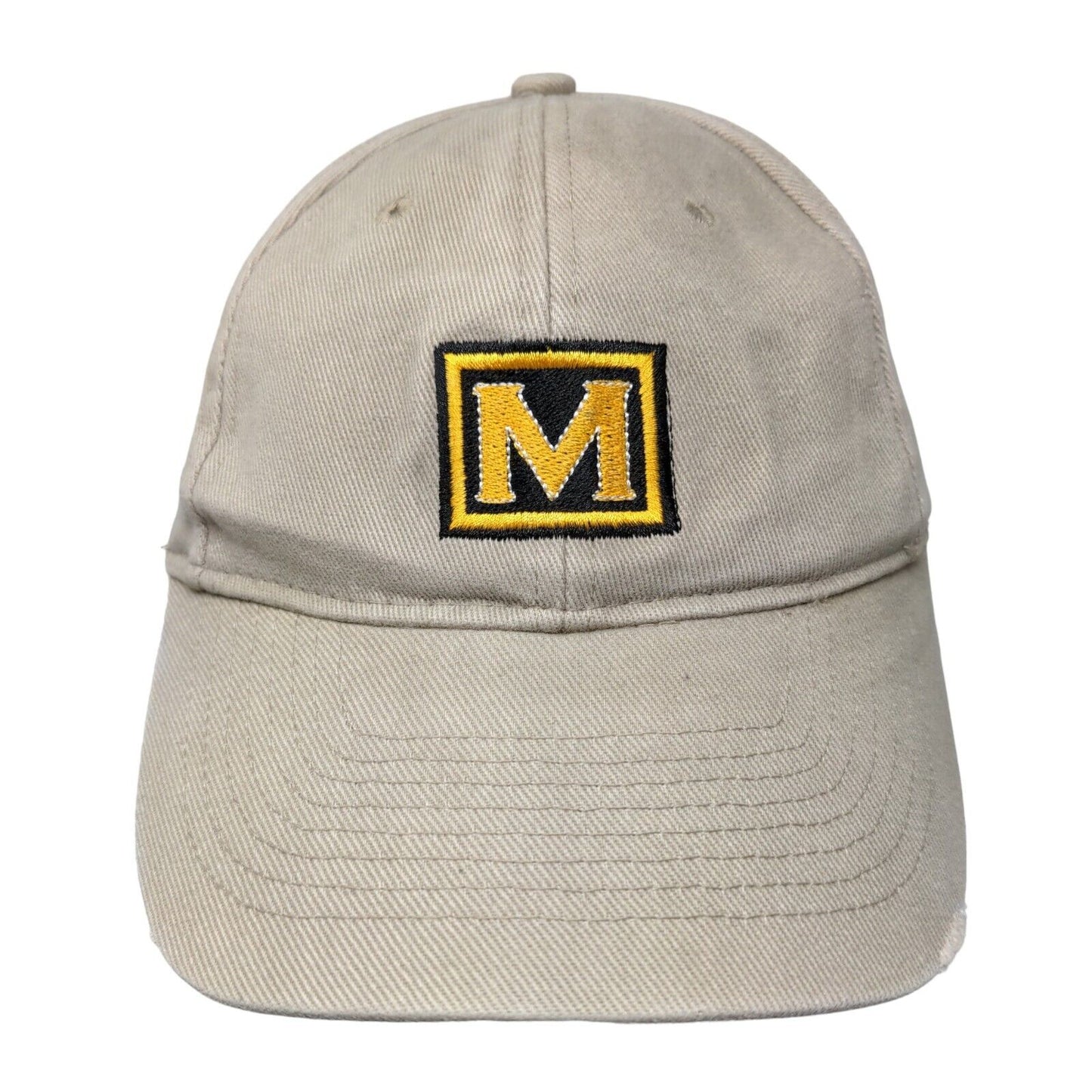 M Logo Slideback Hat Tan OSFM Adjustable Embroidered 6 Panel KC Caps