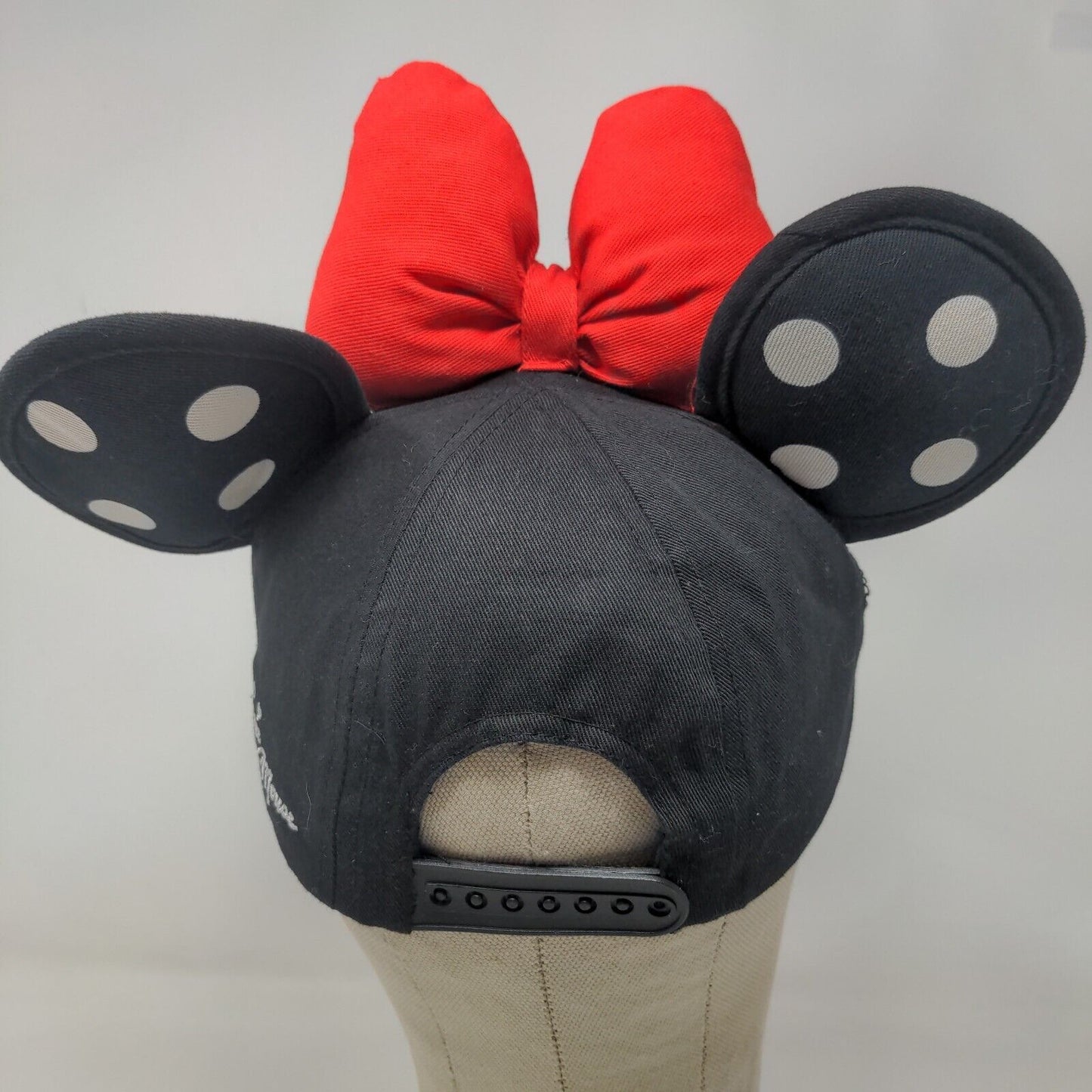 Disney Parks Women's Snapback Hat Black Size 57-60 Bow Ears Minnie Mouse