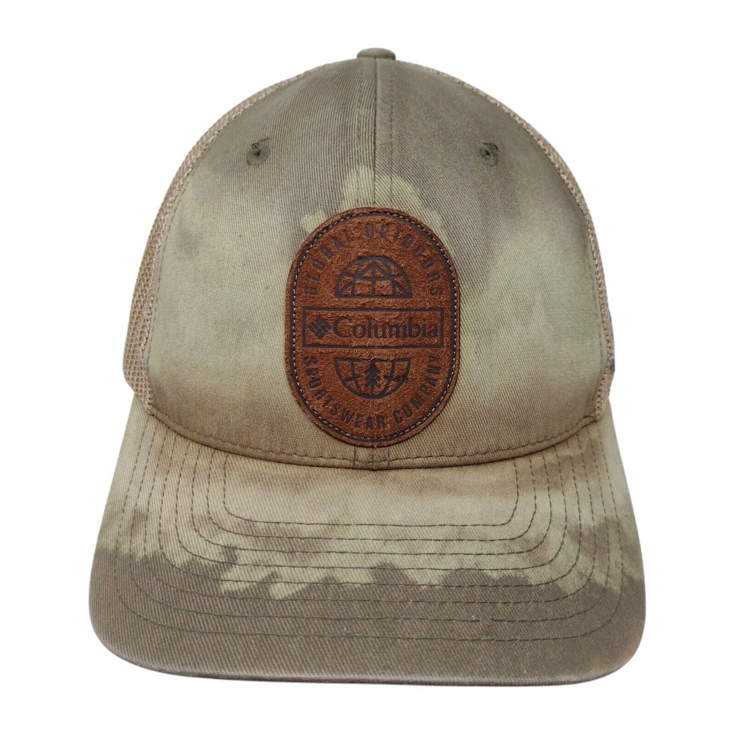 Columbia Global Outdoors Fitted Trucker Hat Tan One Size Patch Logo Mesh Back