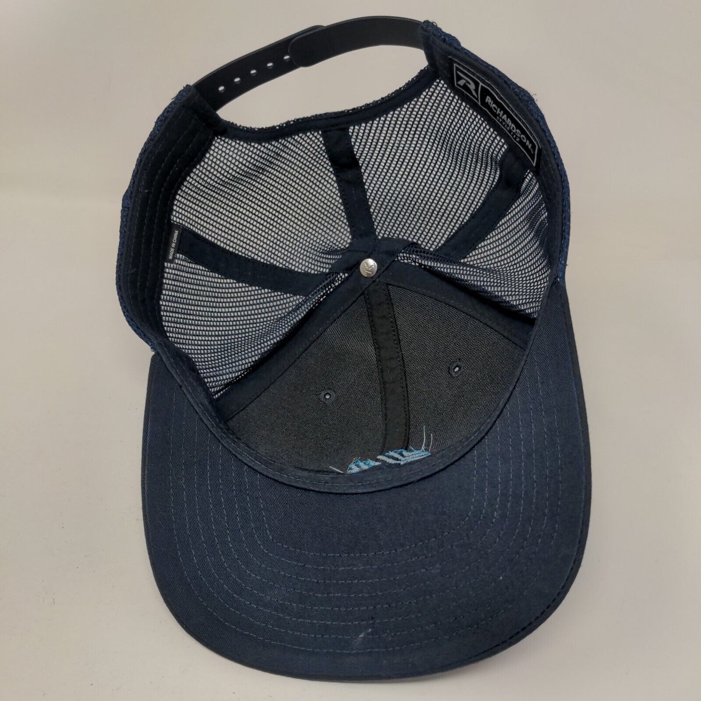 Richardson Snapback Trucker Hat Blue One Size Adjustable Embroidered Mesh Back