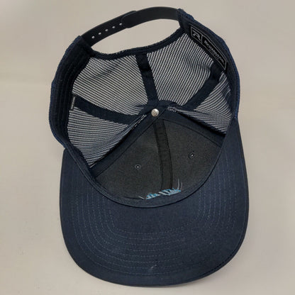 Richardson Snapback Trucker Hat Blue One Size Adjustable Embroidered Mesh Back