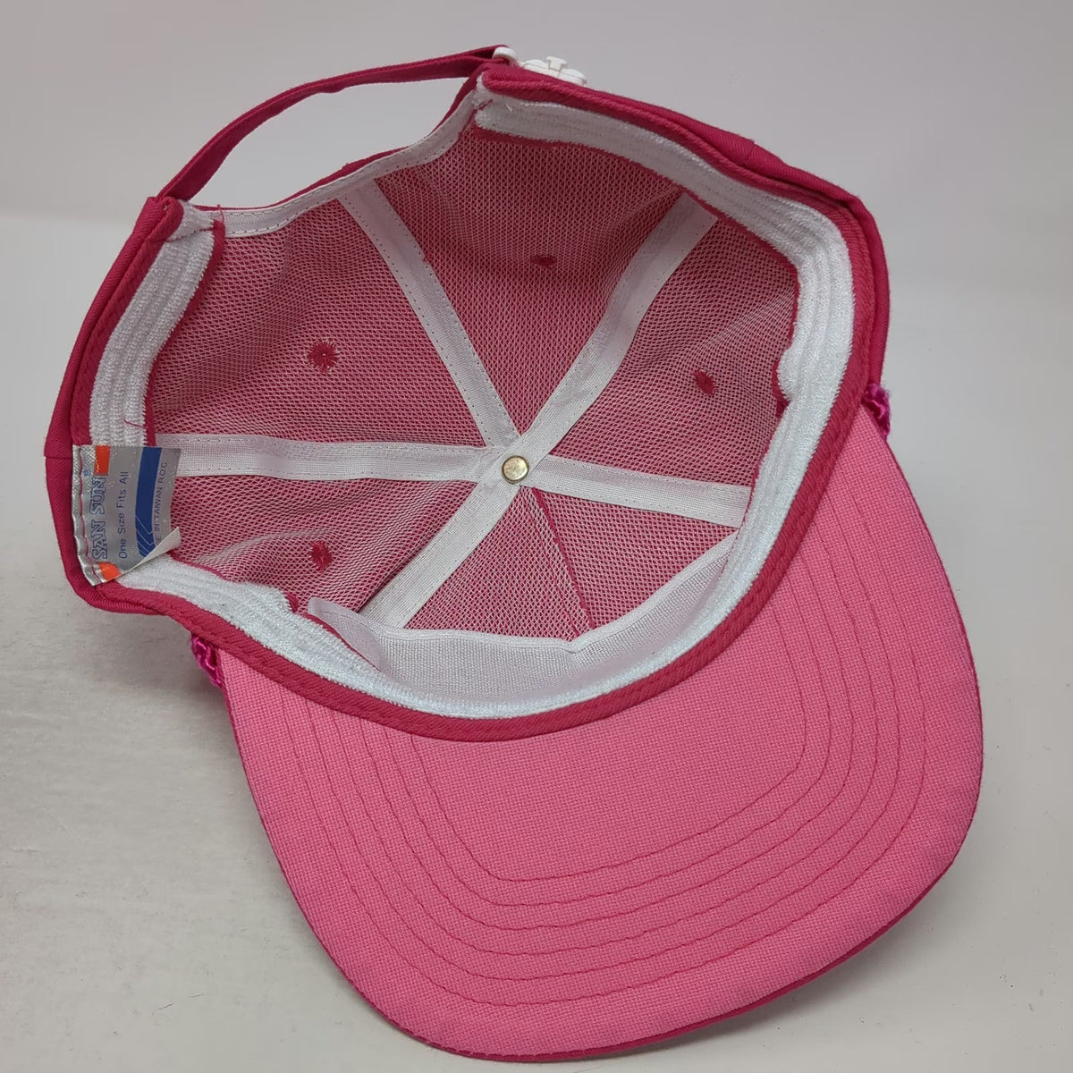 San Sun 5 Panel Pink One Size Rope Hat Dustchem GSL Slideback Embroidered