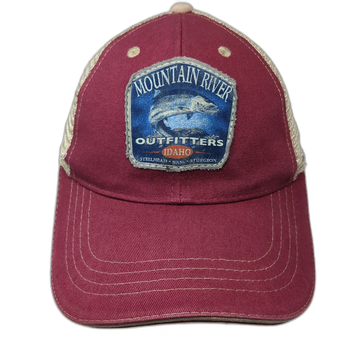 Cobra Baseball Cap Red Beige One Size Mesh Back Mountain River Outfitters Hat