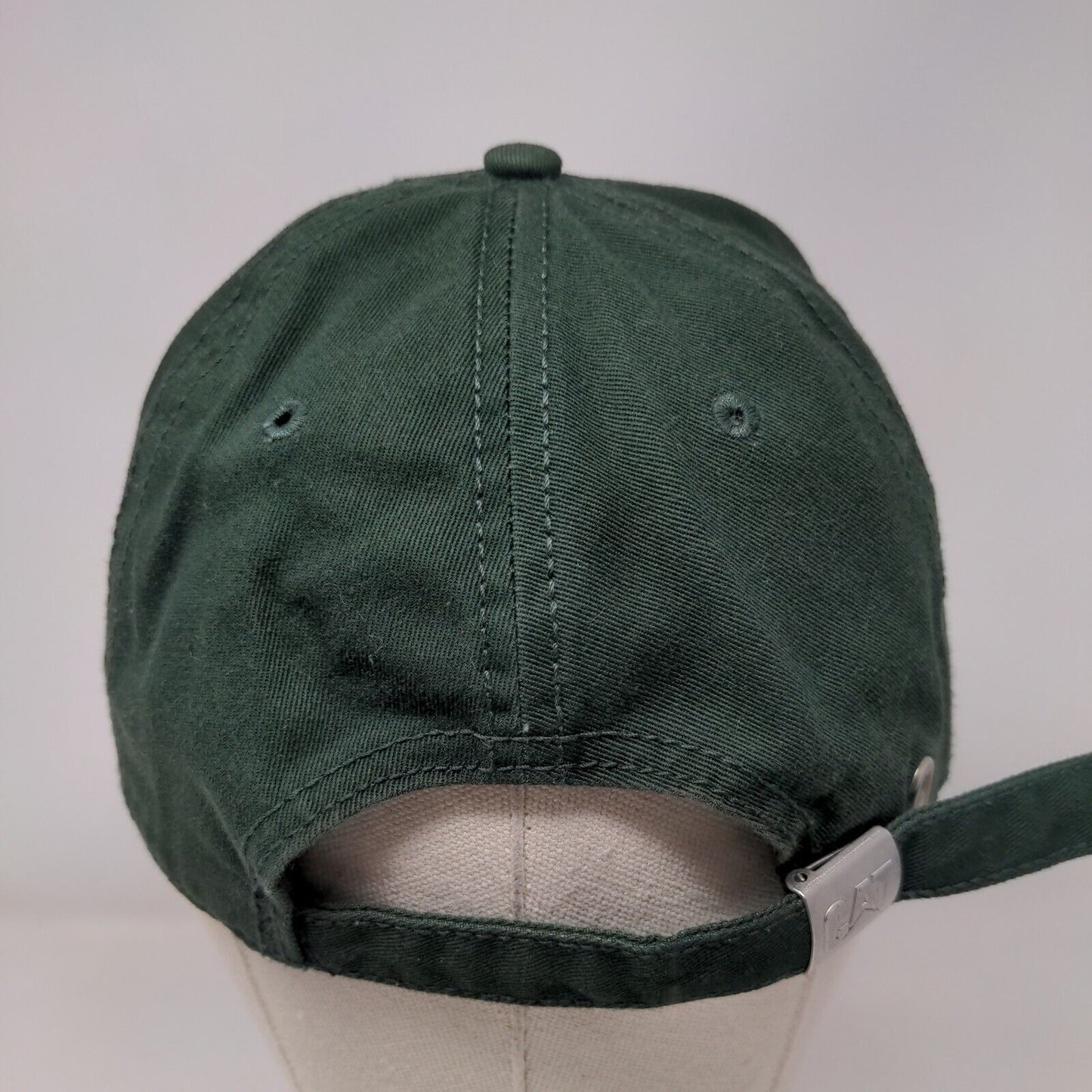 CAT Slideback Hat Green One Size Adjustable Embroidered Vented Holes Cotton