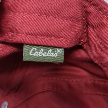 Cabela's Baseball Cap Hat Red One Size Patch Worlds Foremost Outfitter Slideback