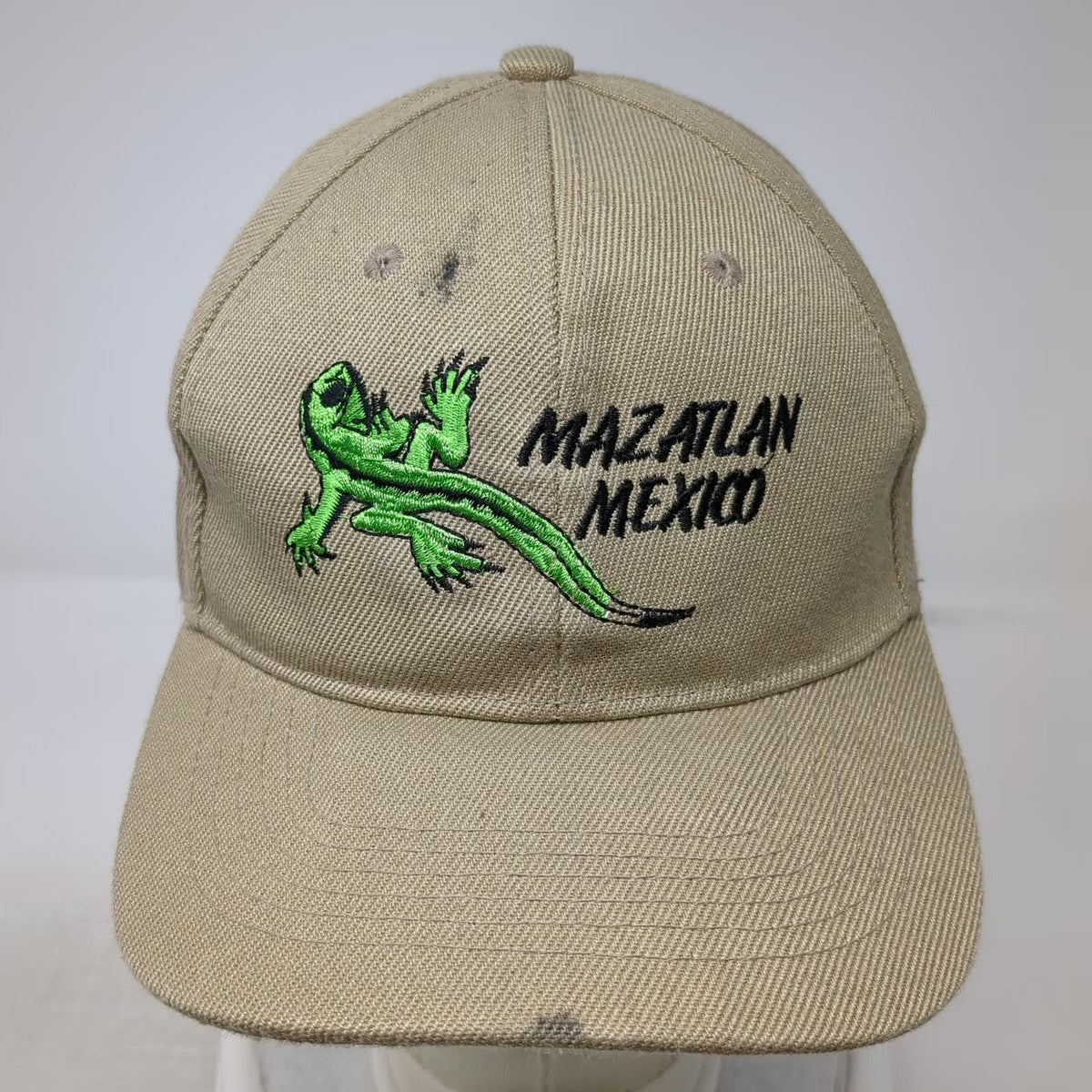 Baseball Cap Beige One Size Mazatlan Mexico Lizard Embroidered Strapback Hat