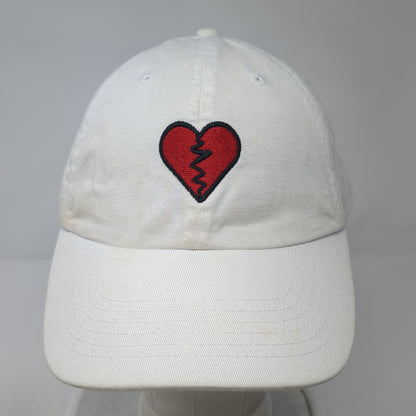 Broken Heart Slideback Baseball Cap White One Size Adjustable Embroidered Cotton