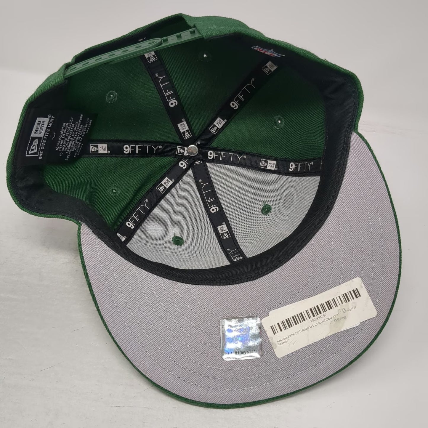 Green Bay Packers NFL New Era Snapback Hat Green One Size 9FIFTY Gray Undervisor