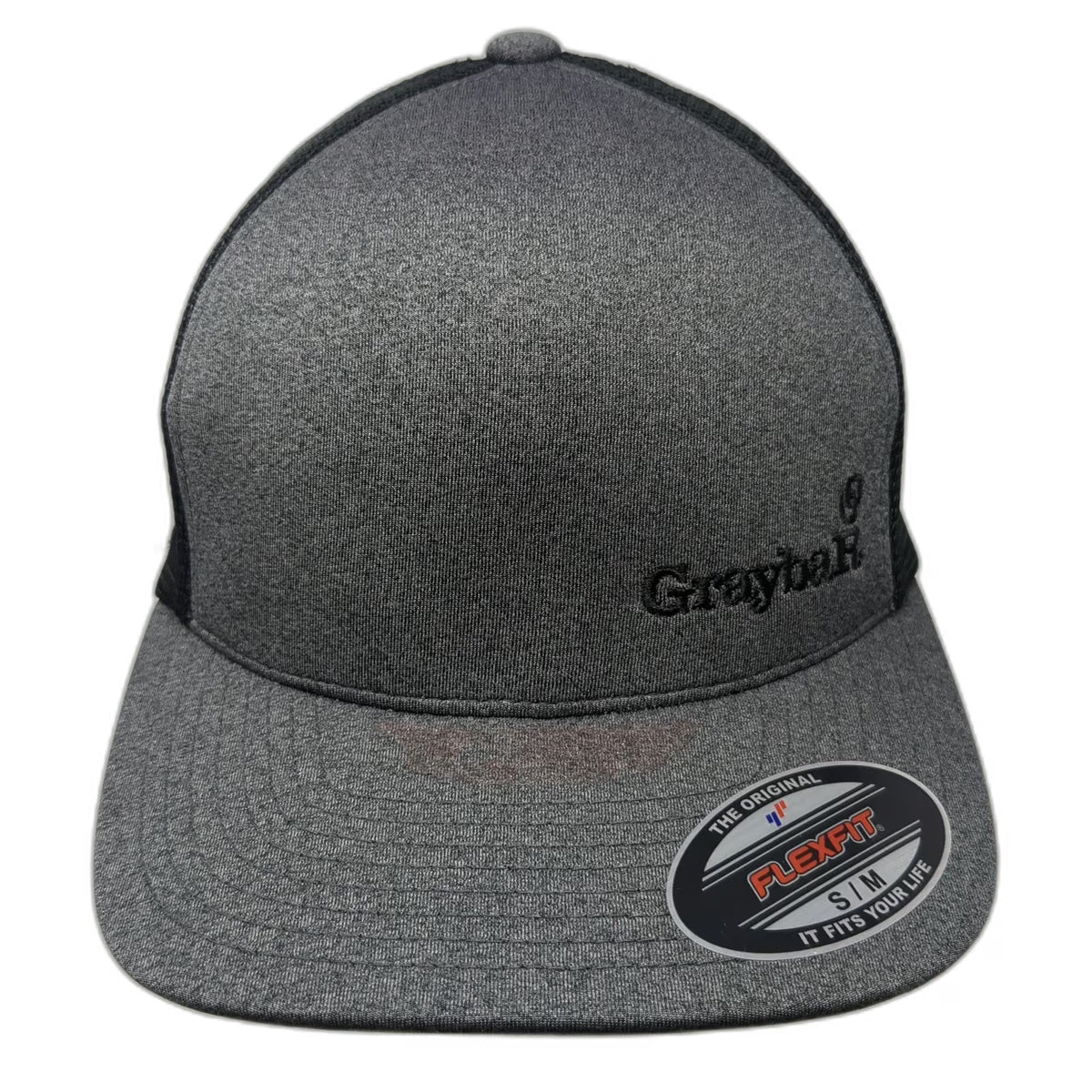 Flexfit Baseball Cap Gray M Mesh Back Heathered Graybar Logo Yupoong Fitted Hat