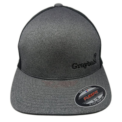 Flexfit Baseball Cap Gray M Mesh Back Heathered Graybar Logo Yupoong Fitted Hat