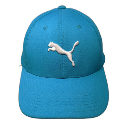 Puma Blue Snapback Hat One Size White Embroidered Logo Athletic Baseball Cap