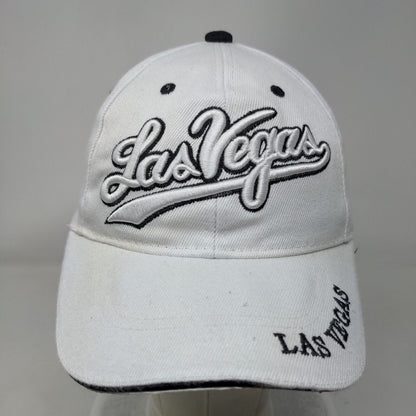 Las Vegas Strapback Hat White One Size Embroidered Vent Holes 6 Panel