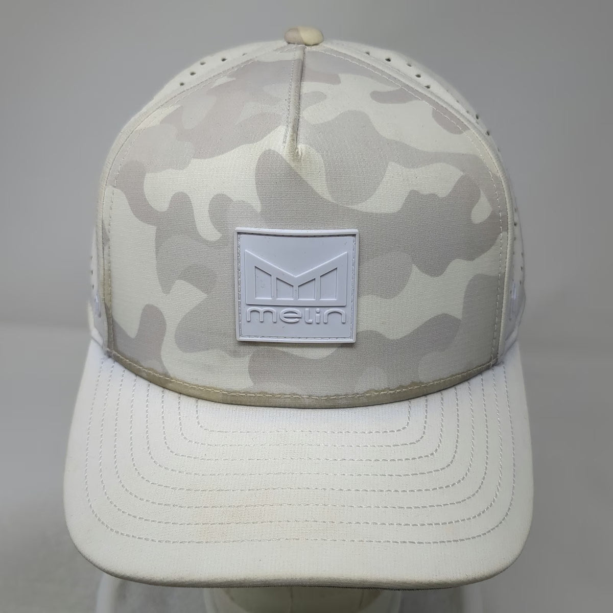 Melin Trucker Hat White One Size Camo Perforated Snapback Hydro Odyssey 5 Panel