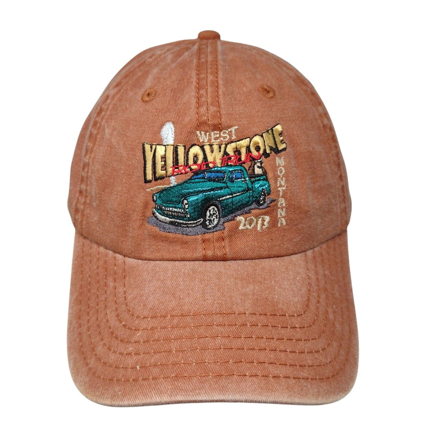 West Yellowstone Rod Run 2013 Montana Strapback Hat Brown OSFM Adjustable Otto