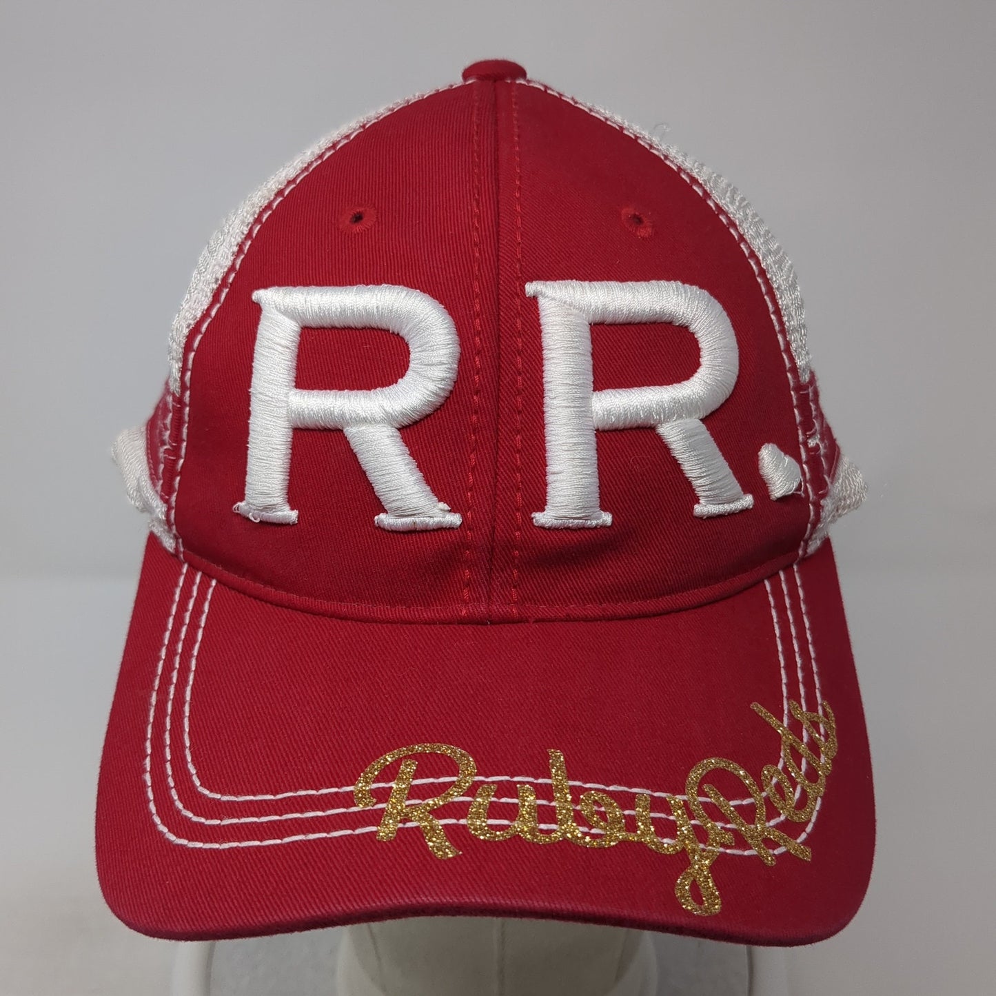 RR Ruby Reds Snapback Trucker Hat Red One Size Mesh Back Sportsman