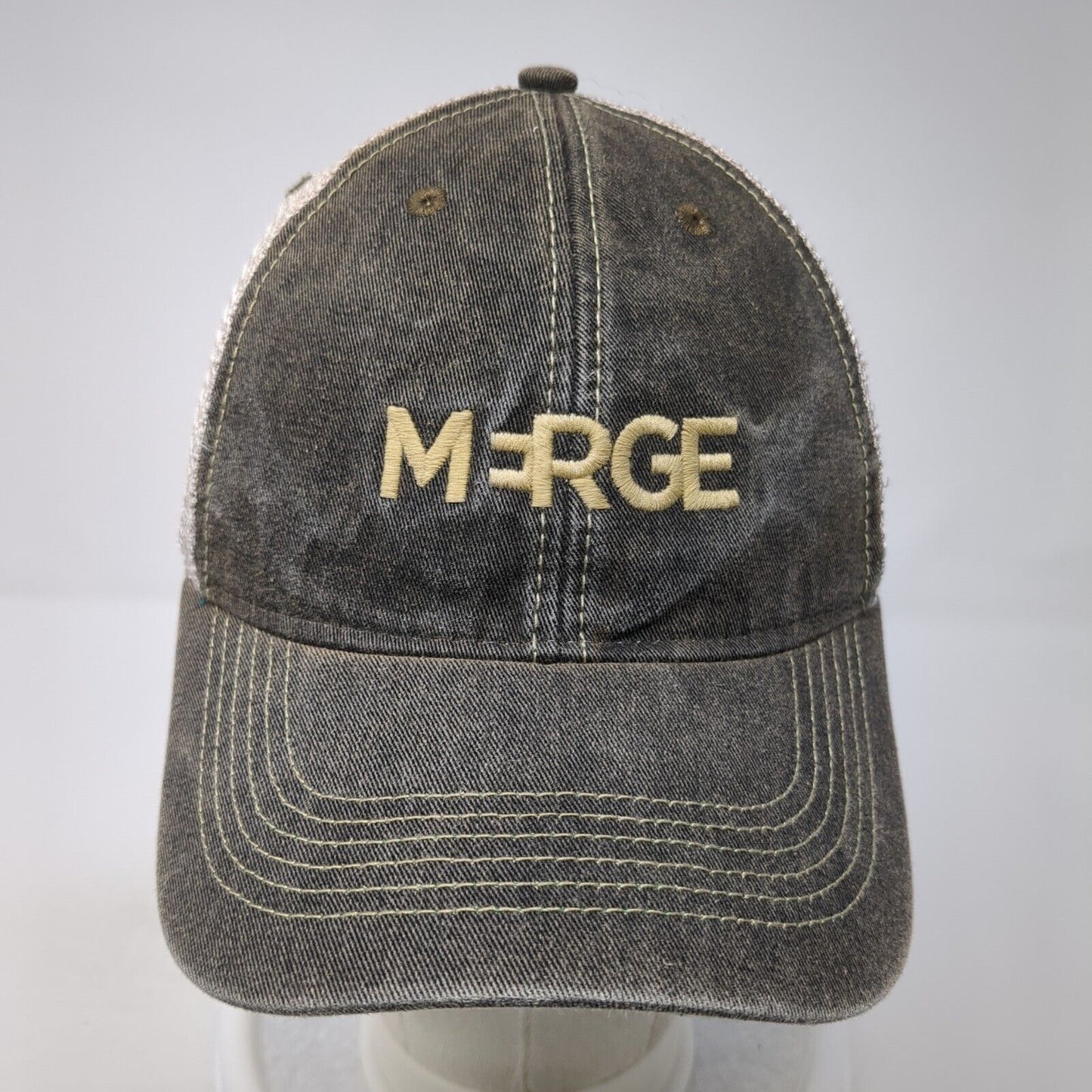 Merge Snapback Trucker Hat Gray OS Adjustable Embroidered Mesh Back Legacy