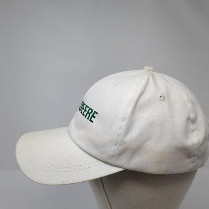 John Deere Slideback Hat White One Size Solid Leather Strap K-Products