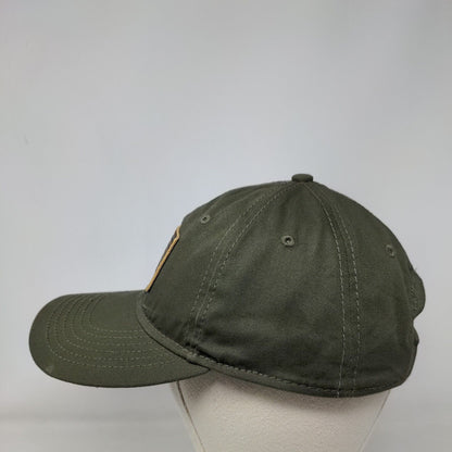 American Flag Leather Patch Strapback Hat Green One Size Adjustable