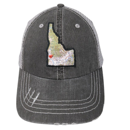 Idaho State Map Strapback Mesh Back Trucker Hat Gray One Size 6 Panel HG