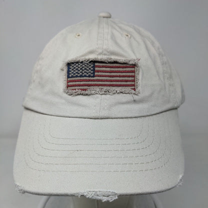 American Flag Patriotic Slideback Hat Brown Tan OSFM Distressed Unbranded