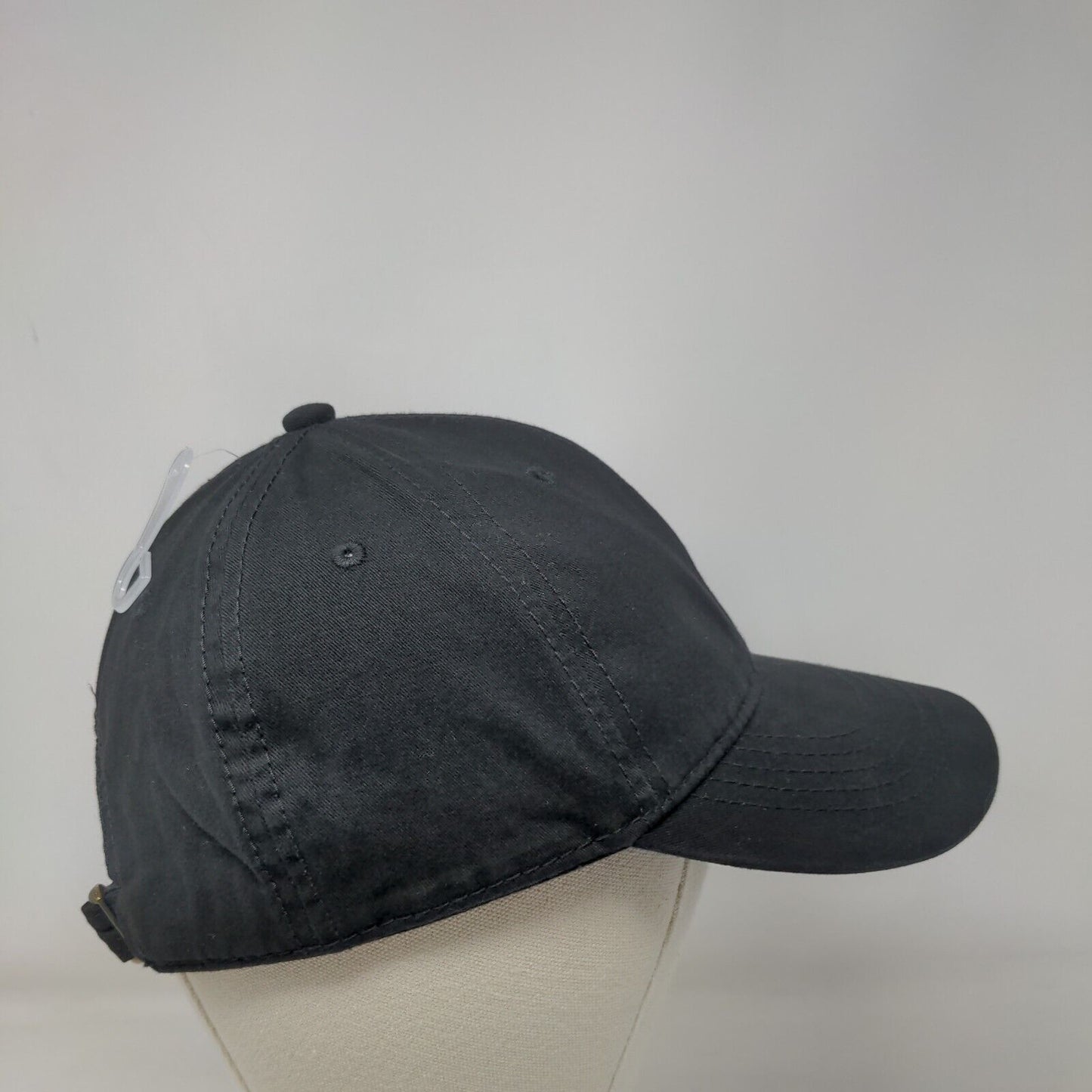 Unbranded Slideback Hat Black OSFM Adjustable Vented Holes 6 Panel Blank