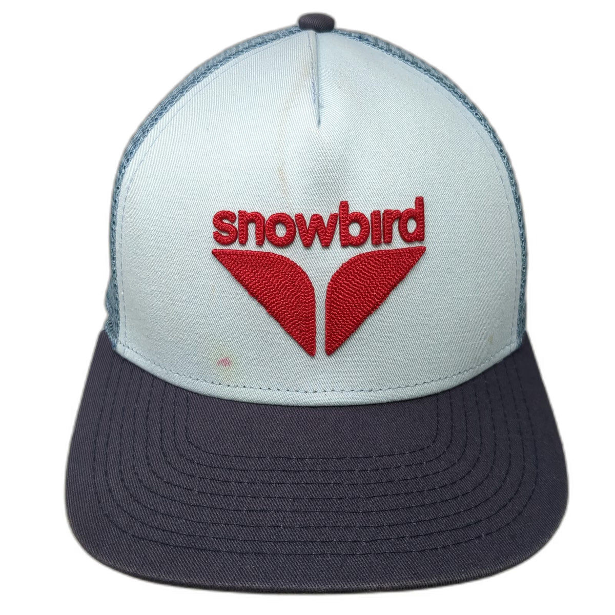 Snowbird Trucker Hat Blue One Size Snapback Mesh Back Ski Resort Logo Utah