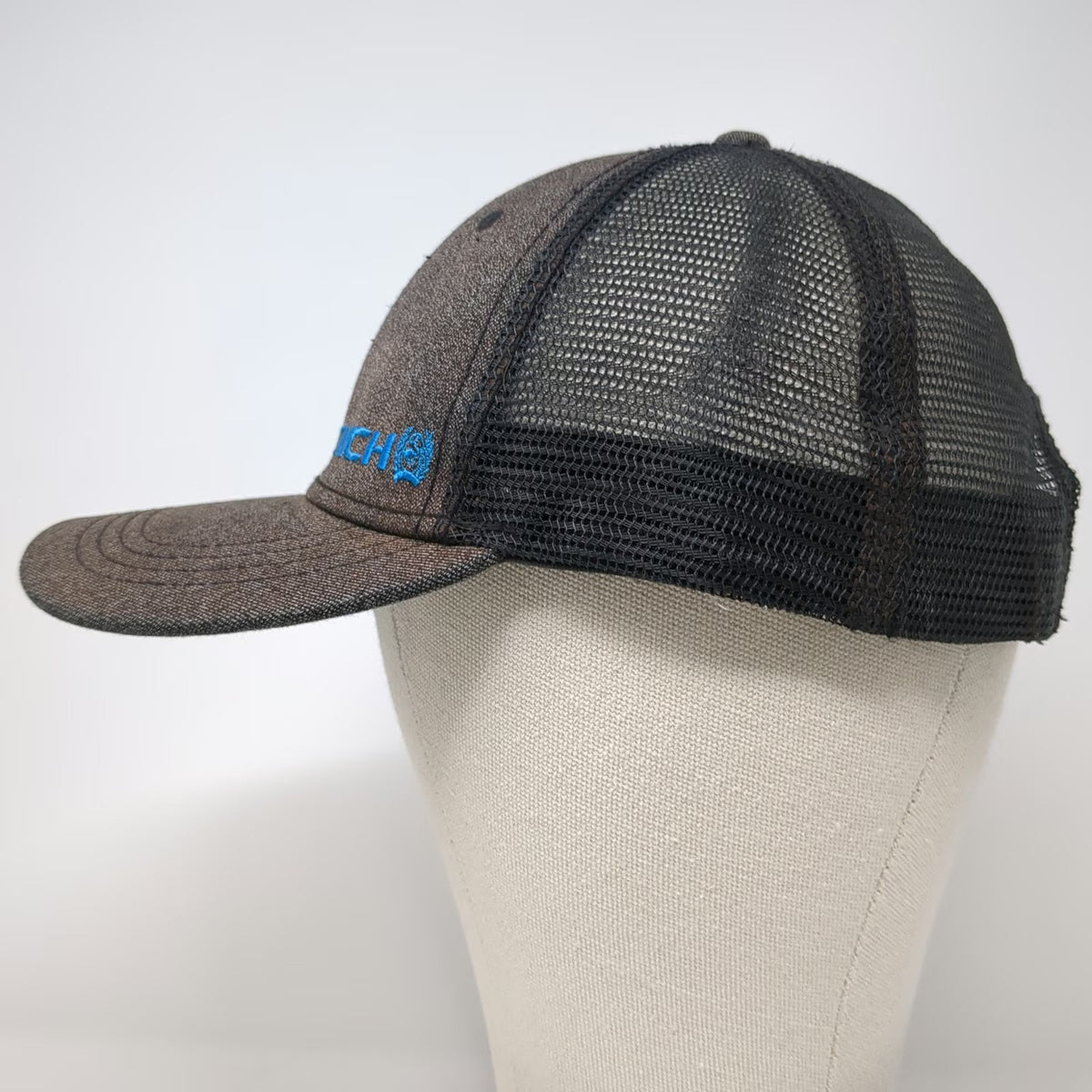 Cinch Trucker Hat Black One Size Denim Front Mesh Back Snapback Blue Logo Cap