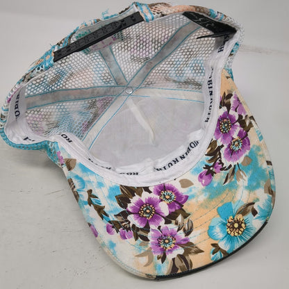 Robin Ruth Trucker Hat Blue One Size Hawaii Aloha State Floral Quilted Mesh