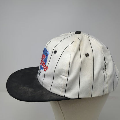 Planet Hollywood Maui Hawaii White Black Pinstripe Snapback Hat One Size Vintage