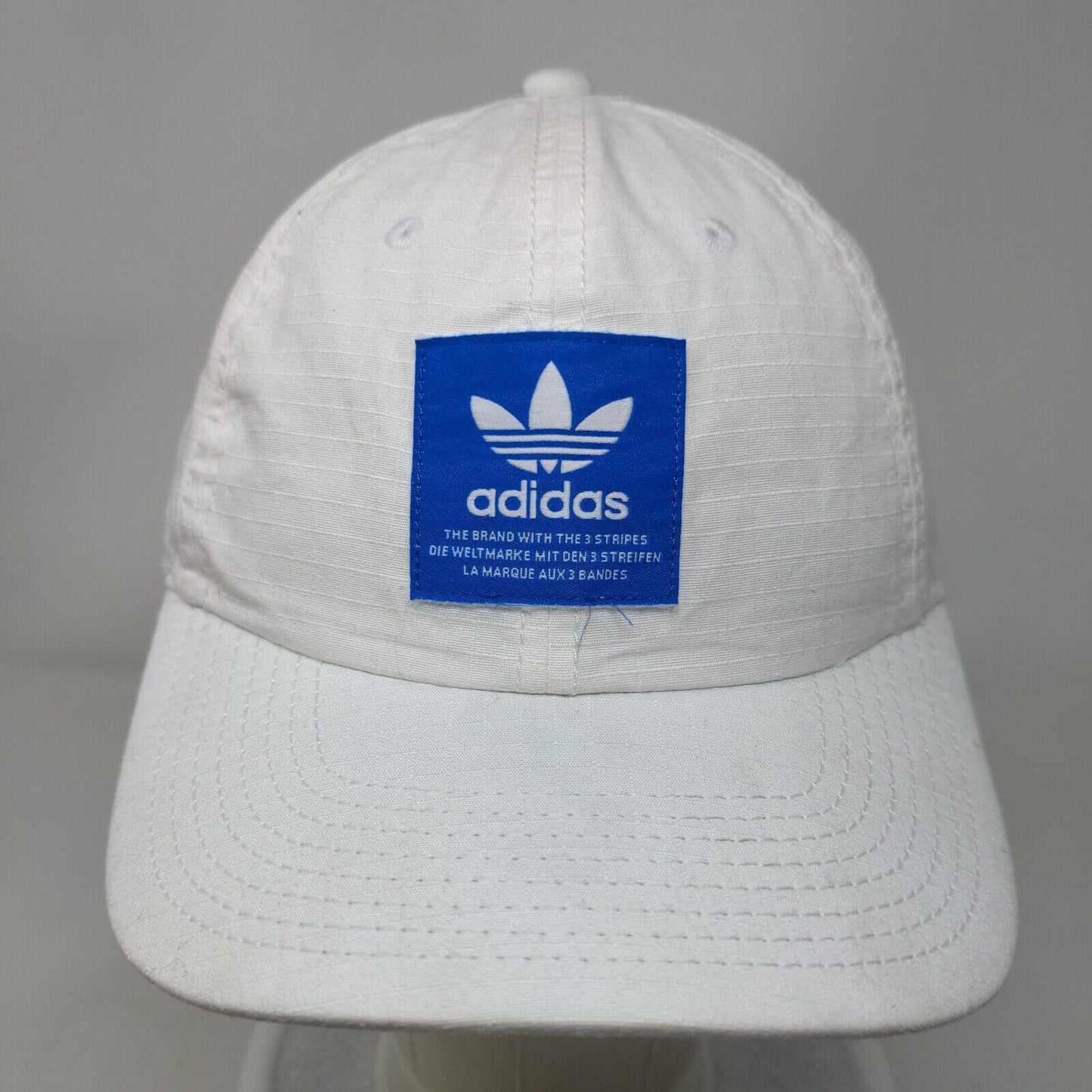 Adidas Trefoil Patch Slideback Hat White OSFM Adjustable Solid 6 Panel