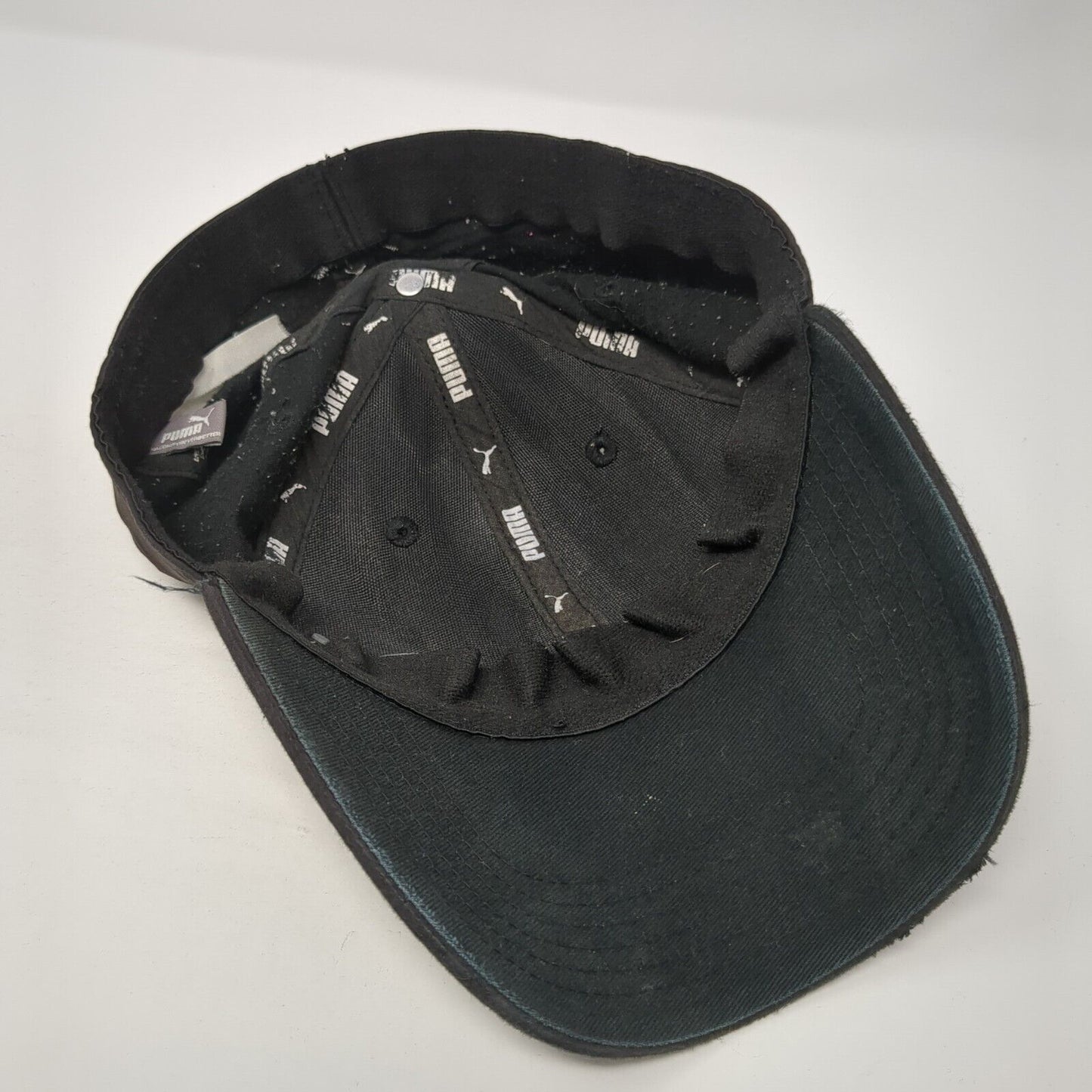 PUMA Fitted Baseball Cap Black Size S/M Lightweight Embroidered 6 Panel