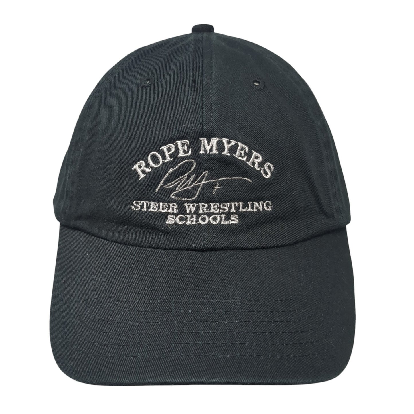 Rope Myers Slideback Baseball Cap Black One Size Adjustable Embroidered 6 Panel