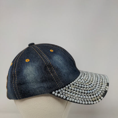 Unbranded Slideback Denim Hat Blue OSFM Studded Adjustable 6 Panel