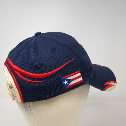Blue Beige Red Baseball Cap One Size Puerto Rico Flag Embroidery Strapback Hat