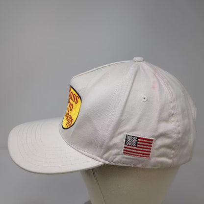 Bass Pro Shops Trucker Hat White OS Vintage Made in USA Snapback Bass Fish Flag
