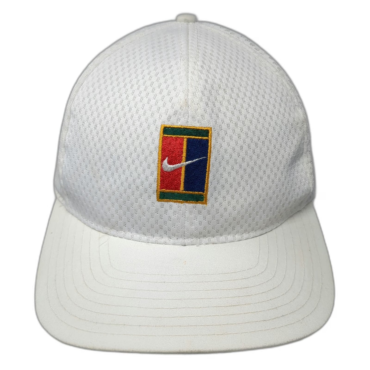 Nike Snapback White One Size Hat Mesh Challenge Court Tennis Green Underbrim