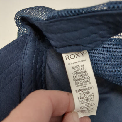 ROXY Snapback Trucker Hat Blue One Size Adjustable Mesh Back 6 Panel Polyester