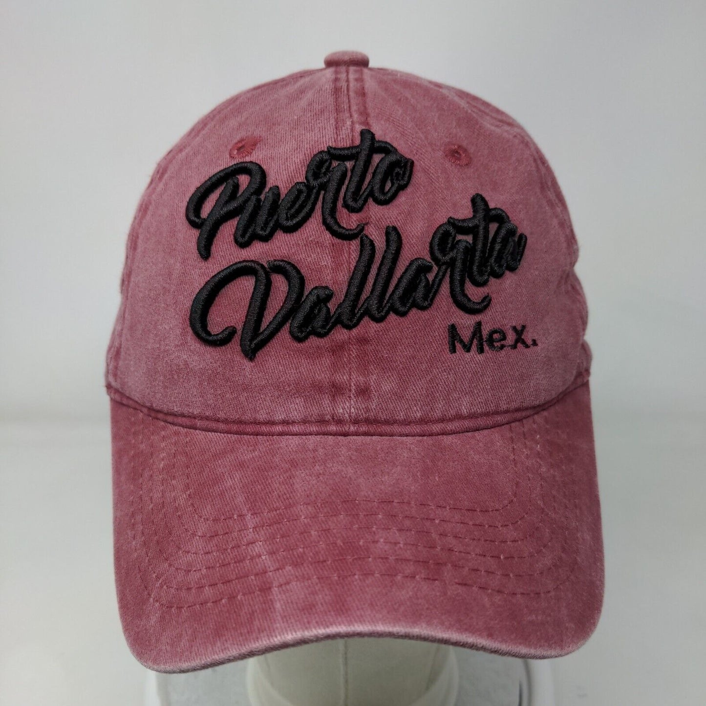 Puerto Vallarta Mex Slideback Hat Red One Size Adjustable Embroidered Cotton