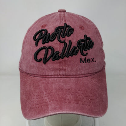 Puerto Vallarta Mex Slideback Hat Red One Size Adjustable Embroidered Cotton