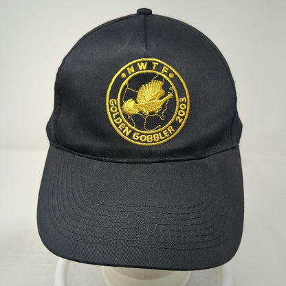 NWTF 5 Panel Black Hat One Size Golden Gobbler 2003 Embroidered Turkey Slideback