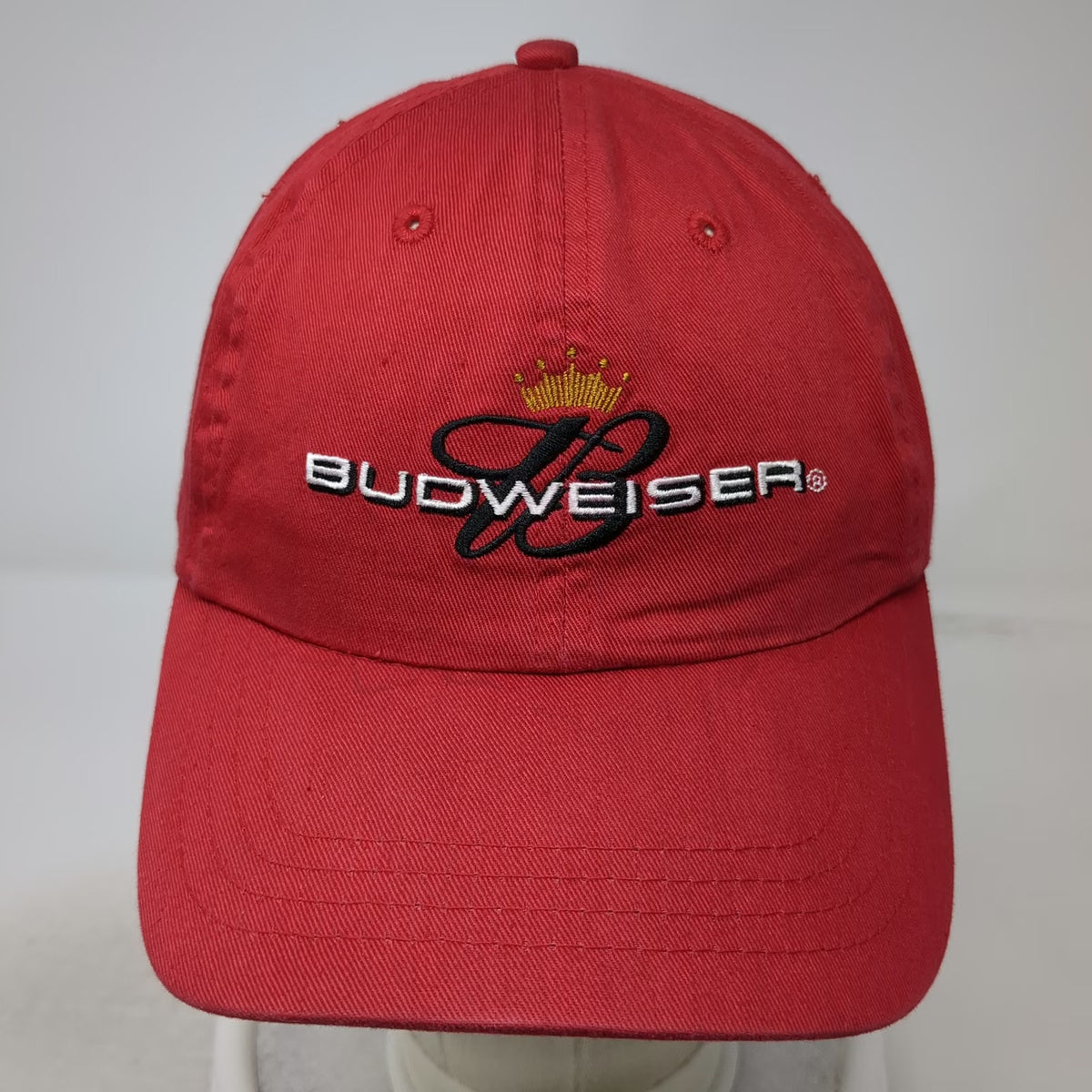 Budweiser Baseball Cap Red One Size Script B Crown Logo Cotton Slideback Hat