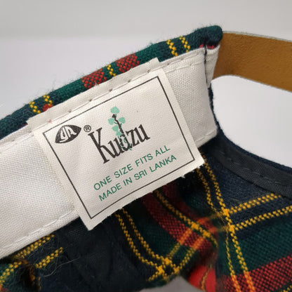 Kudzu Baseball Cap One Size Blue Yellow Red Green Plaid Suede Leather Strap Hat