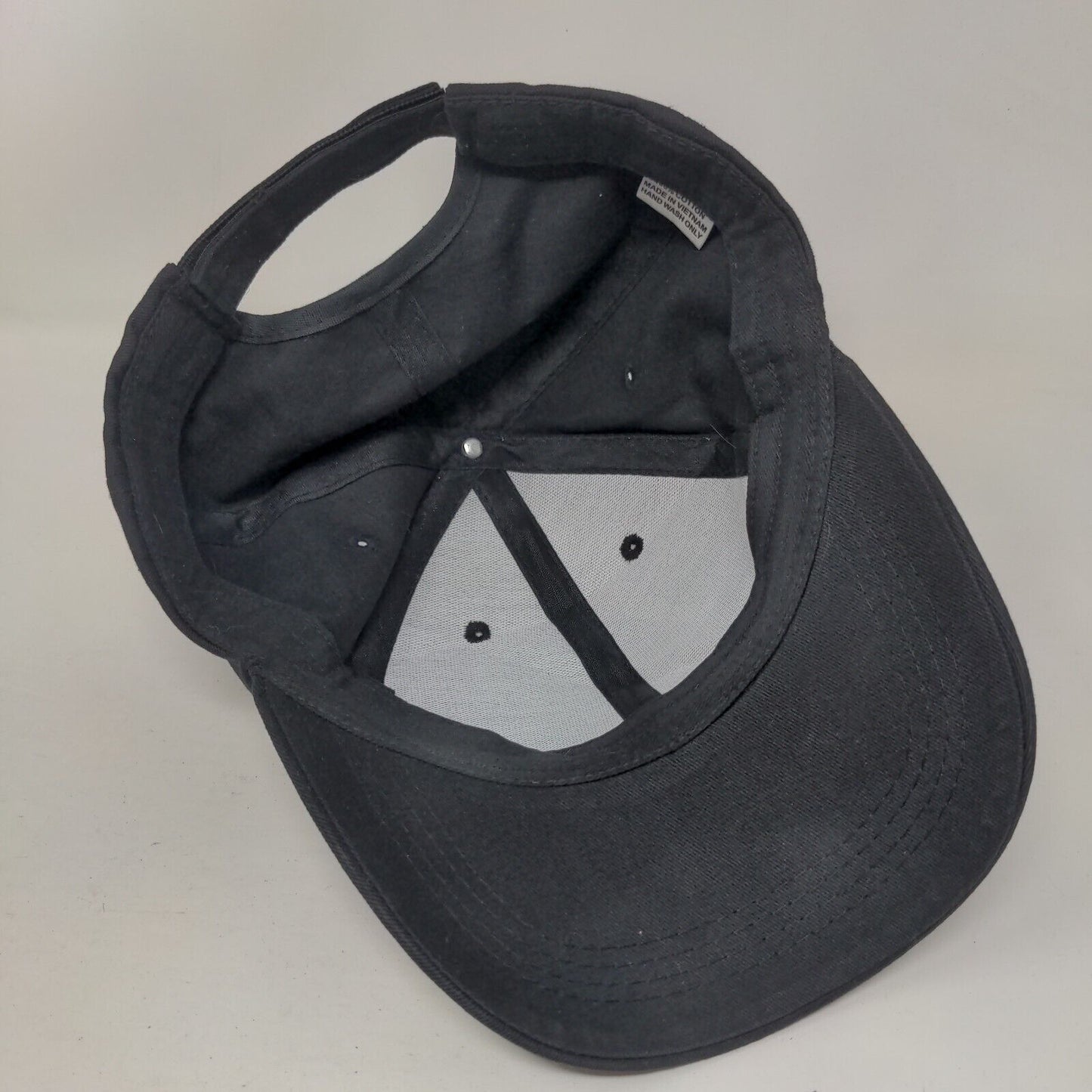 GE Strapback Hat Black One Size Embroidered Logo Adjustable 6 Panel