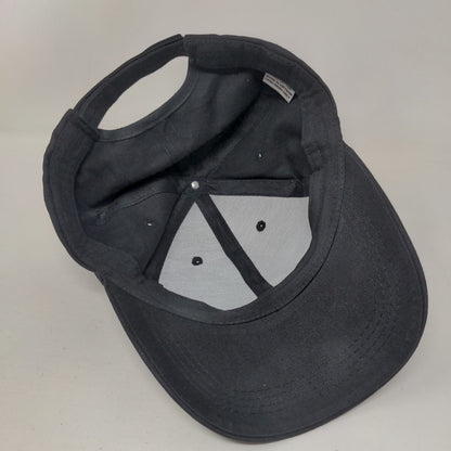 GE Strapback Hat Black One Size Embroidered Logo Adjustable 6 Panel