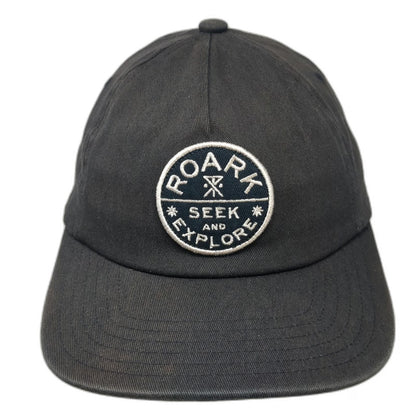 Roark 5 Panel Black Hat One Size Seek and Explore Cotton Spandex Slideback Patch