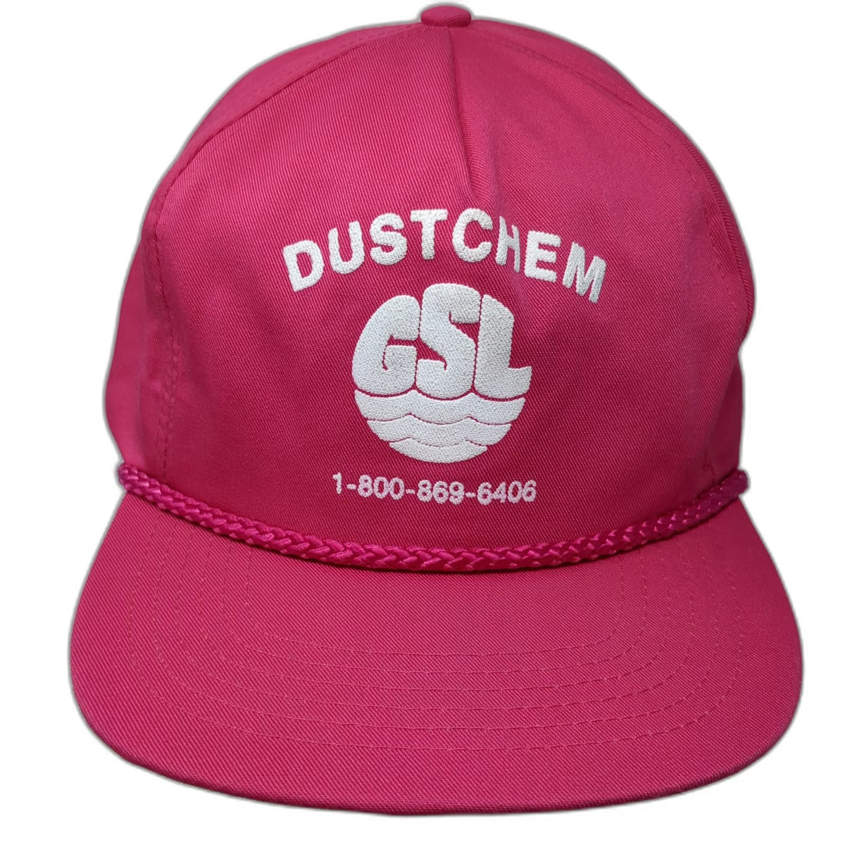 San Sun 5 Panel Pink One Size Rope Hat Dustchem GSL Slideback Embroidered
