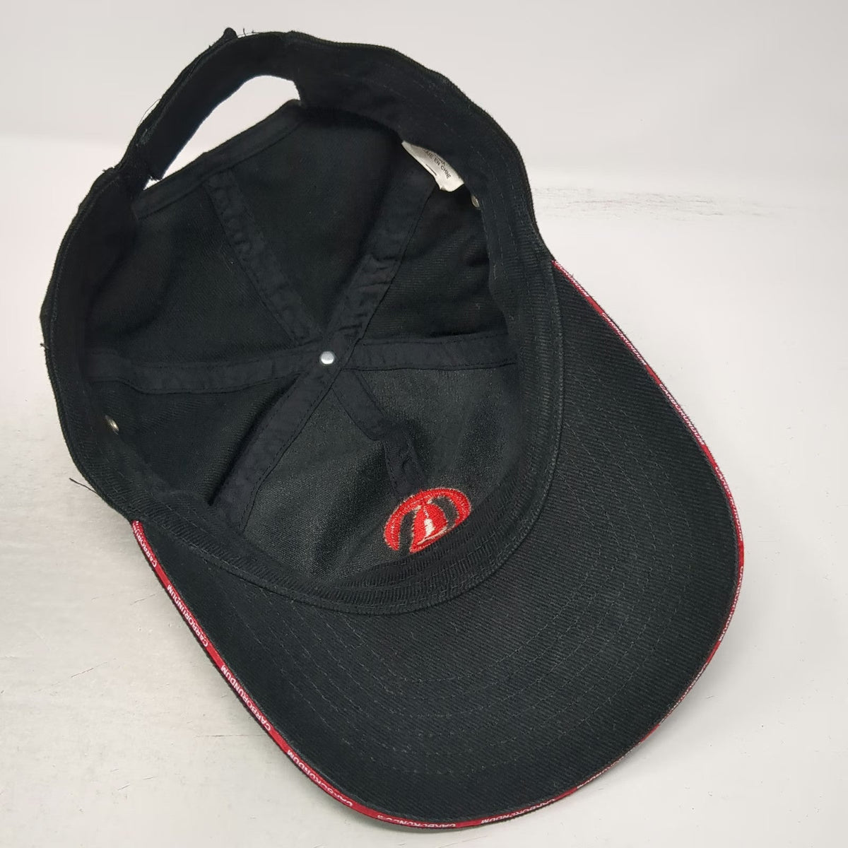 Archibald Baseball Cap Black One Size Carborundum Logo Strapback Eyelets Hat